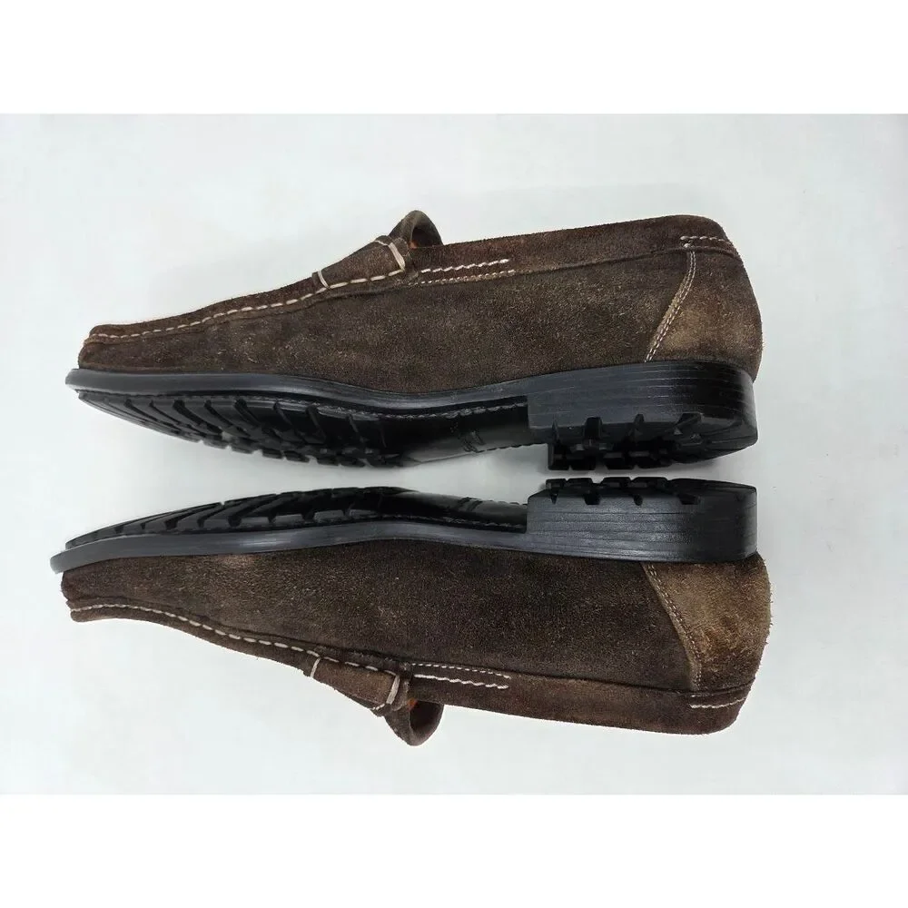 SANTONI BROWN SUEDE DRESS LOAFER MENS SIZE 8.5 MADE IN ITALY
